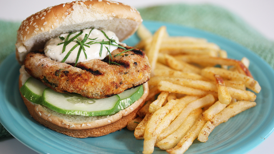 Carrot-Cardamom Chicken Burgers with Aioli Sauce